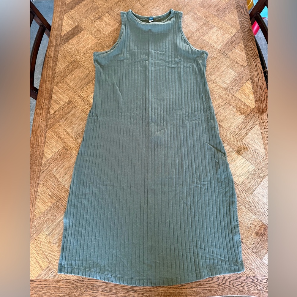 Old Navy Olive Green Ribbed Maxi Tank Dress